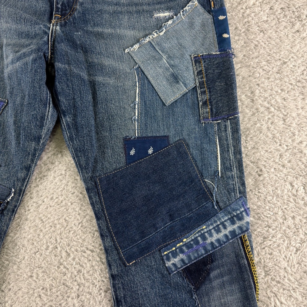 Polo Ralph Lauren Avery Boyfriend Patchwork Bandana Distressed Denim Jeans 31 - Picture 8 of 16